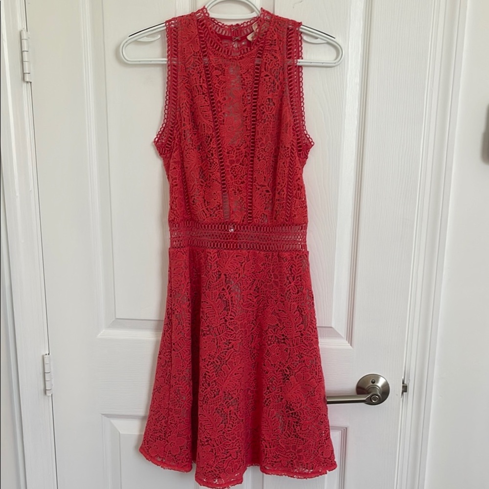 Rebecca Taylor Red Sleeveless Plunge Mini Dress